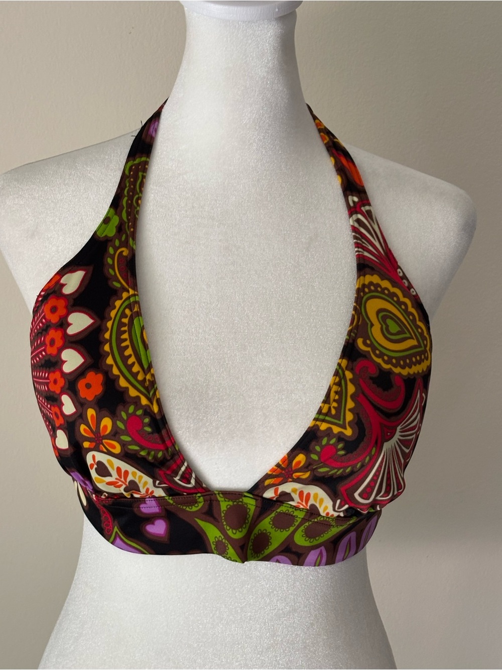 Victoria's Secret Black Bikini Top with Multicolor Trim